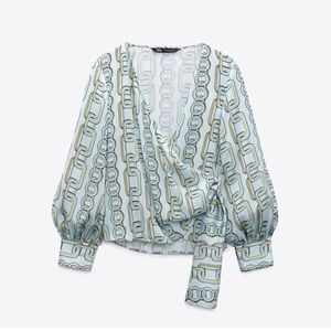 Brand new w/tags Zara Chain Print Front Wrap Shirt